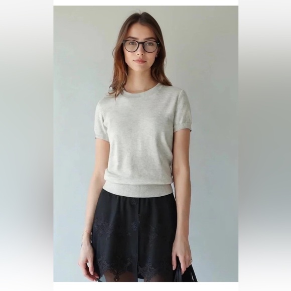 J Crew Shrunken TENCEL™ lyocell-blend T-shirt Size L Htr Dusk - Picture 1 of 7